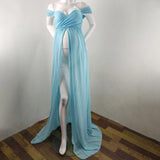 Maxbell Women Maternity Dress Maxi Dress for Photography Props Photoshoot Wedding L Blue