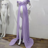 Maxbell Women Maternity Dress Maxi Dress for Photography Props Photoshoot Wedding L Purple