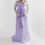 Maxbell Women Maternity Dress Maxi Dress for Photography Props Photoshoot Wedding XL Purple