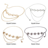 Maxbell Stylish Waist Chain Belt for Women 2 Layer Party Adjustable Pants Chain Belt StyleA Golden