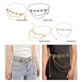 Maxbell Stylish Waist Chain Belt for Women 2 Layer Party Adjustable Pants Chain Belt StyleA Golden
