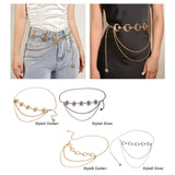 Maxbell Stylish Waist Chain Belt for Women 2 Layer Party Adjustable Pants Chain Belt StyleA Golden