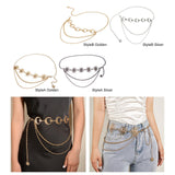 Maxbell Stylish Waist Chain Belt for Women 2 Layer Party Adjustable Pants Chain Belt StyleA Golden