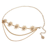 Maxbell Stylish Waist Chain Belt for Women 2 Layer Party Adjustable Pants Chain Belt StyleA Golden