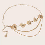 Maxbell Stylish Waist Chain Belt for Women 2 Layer Party Adjustable Pants Chain Belt StyleA Golden
