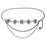 Maxbell Stylish Waist Chain Belt for Women 2 Layer Party Adjustable Pants Chain Belt StyleA Silver