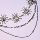 Maxbell Stylish Waist Chain Belt for Women 2 Layer Party Adjustable Pants Chain Belt StyleA Silver