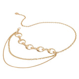 Maxbell Stylish Waist Chain Belt for Women 2 Layer Party Adjustable Pants Chain Belt StyleB Golden