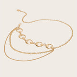 Maxbell Stylish Waist Chain Belt for Women 2 Layer Party Adjustable Pants Chain Belt StyleB Golden
