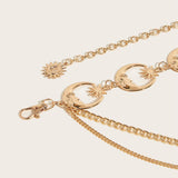 Maxbell Stylish Waist Chain Belt for Women 2 Layer Party Adjustable Pants Chain Belt StyleB Golden
