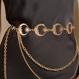 Maxbell Stylish Waist Chain Belt for Women 2 Layer Party Adjustable Pants Chain Belt StyleB Golden