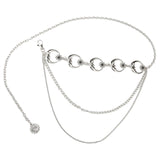 Maxbell Stylish Waist Chain Belt for Women 2 Layer Party Adjustable Pants Chain Belt StyleB Silver