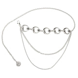 Maxbell Stylish Waist Chain Belt for Women 2 Layer Party Adjustable Pants Chain Belt StyleB Silver