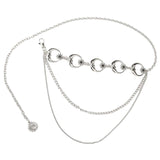 Maxbell Stylish Waist Chain Belt for Women 2 Layer Party Adjustable Pants Chain Belt StyleB Silver