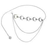 Maxbell Stylish Waist Chain Belt for Women 2 Layer Party Adjustable Pants Chain Belt StyleB Silver