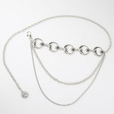 Maxbell Stylish Waist Chain Belt for Women 2 Layer Party Adjustable Pants Chain Belt StyleB Silver