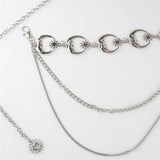 Maxbell Stylish Waist Chain Belt for Women 2 Layer Party Adjustable Pants Chain Belt StyleB Silver