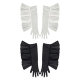 Maxbell Fashion Lace Ruffle Long Gloves Girls Arm Covers Dress up Womens Gloves White