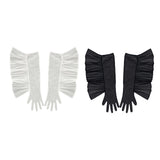 Maxbell Fashion Lace Ruffle Long Gloves Girls Arm Covers Dress up Womens Gloves White