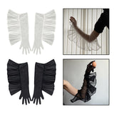 Maxbell Fashion Lace Ruffle Long Gloves Girls Arm Covers Dress up Womens Gloves White