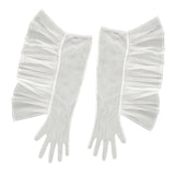 Maxbell Fashion Lace Ruffle Long Gloves Girls Arm Covers Dress up Womens Gloves White