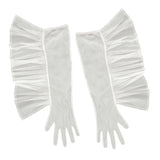 Maxbell Fashion Lace Ruffle Long Gloves Girls Arm Covers Dress up Womens Gloves White