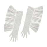 Maxbell Fashion Lace Ruffle Long Gloves Girls Arm Covers Dress up Womens Gloves White