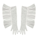 Maxbell Fashion Lace Ruffle Long Gloves Girls Arm Covers Dress up Womens Gloves White