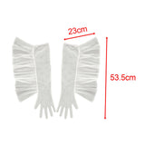 Maxbell Fashion Lace Ruffle Long Gloves Girls Arm Covers Dress up Womens Gloves White