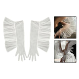 Maxbell Fashion Lace Ruffle Long Gloves Girls Arm Covers Dress up Womens Gloves White
