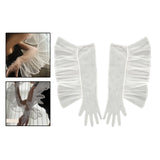 Maxbell Fashion Lace Ruffle Long Gloves Girls Arm Covers Dress up Womens Gloves White