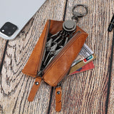 Maxbell PU Leather Waist Key Bag Keychain Case Zipper Closure Purse Multi Function
