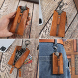 Maxbell PU Leather Waist Key Bag Keychain Case Zipper Closure Purse Multi Function