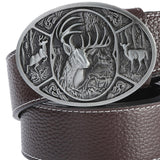 Maxbell Classic PU Leather Belt Strap Waist Belts Waistband Western Cowboy Belt Coffee