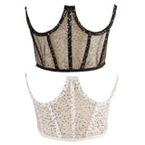 Maxbell Fashion Women Lace up Corset Waist Cincher Wide Belt for Costume Christmas Black