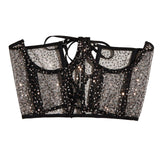Maxbell Fashion Women Lace up Corset Waist Cincher Wide Belt for Costume Christmas Black