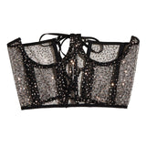 Maxbell Fashion Women Lace up Corset Waist Cincher Wide Belt for Costume Christmas Black