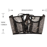 Maxbell Fashion Women Lace up Corset Waist Cincher Wide Belt for Costume Christmas Black