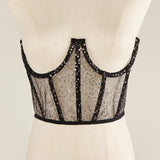 Maxbell Fashion Women Lace up Corset Waist Cincher Wide Belt for Costume Christmas Black