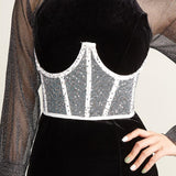 Maxbell Fashion Women Lace up Corset Waist Cincher Wide Belt for Costume Christmas White