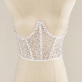 Maxbell Fashion Women Lace up Corset Waist Cincher Wide Belt for Costume Christmas White