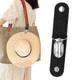 Maxbell PU Leather Hat Clip for Travel Handbag Hat Keeper Outdoor Hiking Kids Black