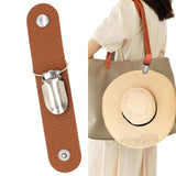 Maxbell PU Leather Hat Clip for Travel Handbag Hat Keeper Outdoor Hiking Kids Brown