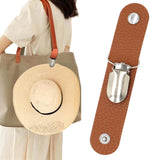 Maxbell PU Leather Hat Clip for Travel Handbag Hat Keeper Outdoor Hiking Kids Brown