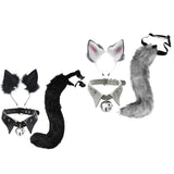 Maxbell Fox Ears Hair Clips Tails Fancy Dress Choker Costume Kits Christmas Cosplay Black