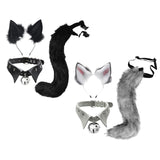 Maxbell Fox Ears Hair Clips Tails Fancy Dress Choker Costume Kits Christmas Cosplay Black