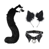 Maxbell Fox Ears Hair Clips Tails Fancy Dress Choker Costume Kits Christmas Cosplay Black