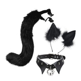 Maxbell Fox Ears Hair Clips Tails Fancy Dress Choker Costume Kits Christmas Cosplay Black