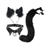Maxbell Fox Ears Hair Clips Tails Fancy Dress Choker Costume Kits Christmas Cosplay Black