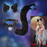 Maxbell Fox Ears Hair Clips Tails Fancy Dress Choker Costume Kits Christmas Cosplay Black